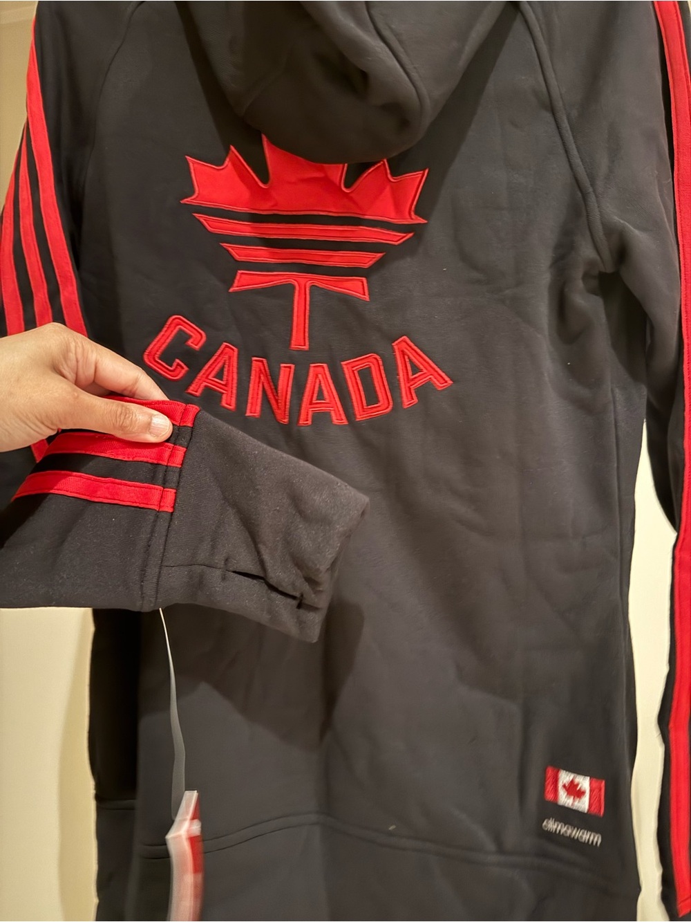 adidas Black & Red Canada Zip-Up Hoodie Sweater